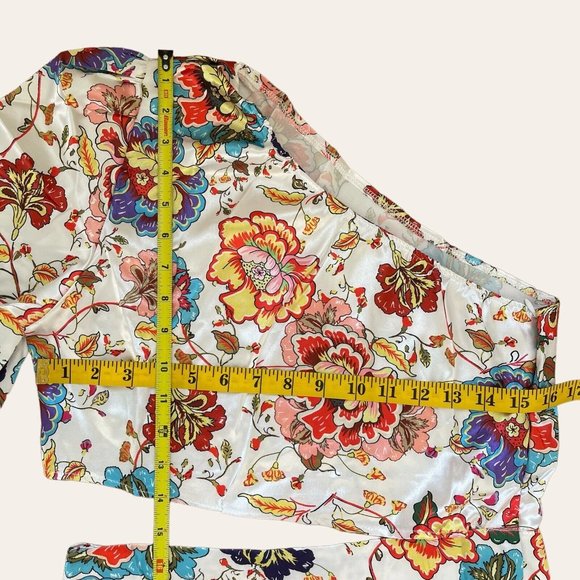 Womens Cut Out Mini Dress Large Cotton Flower Red Pink Floral Print No Stretchy - Picture 12 of 16